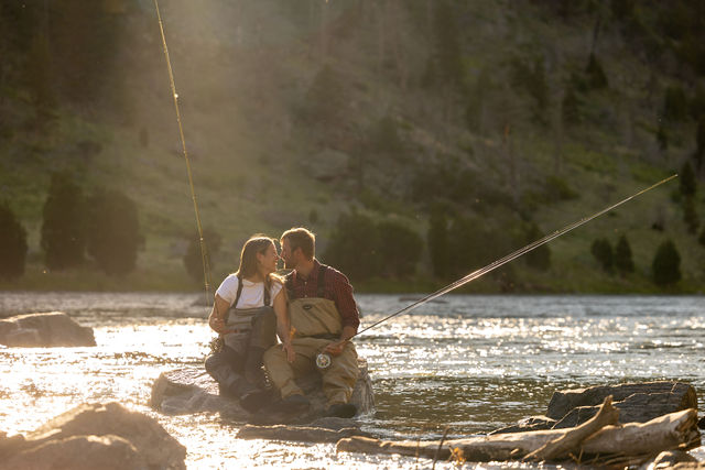 Couple fishing in Bozeman Montana
