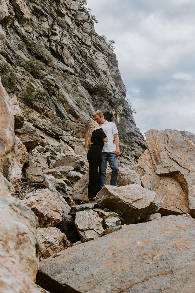 Rock climbing engagement pictures